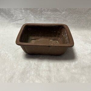 Brown medium ceramic bonsai pot planter